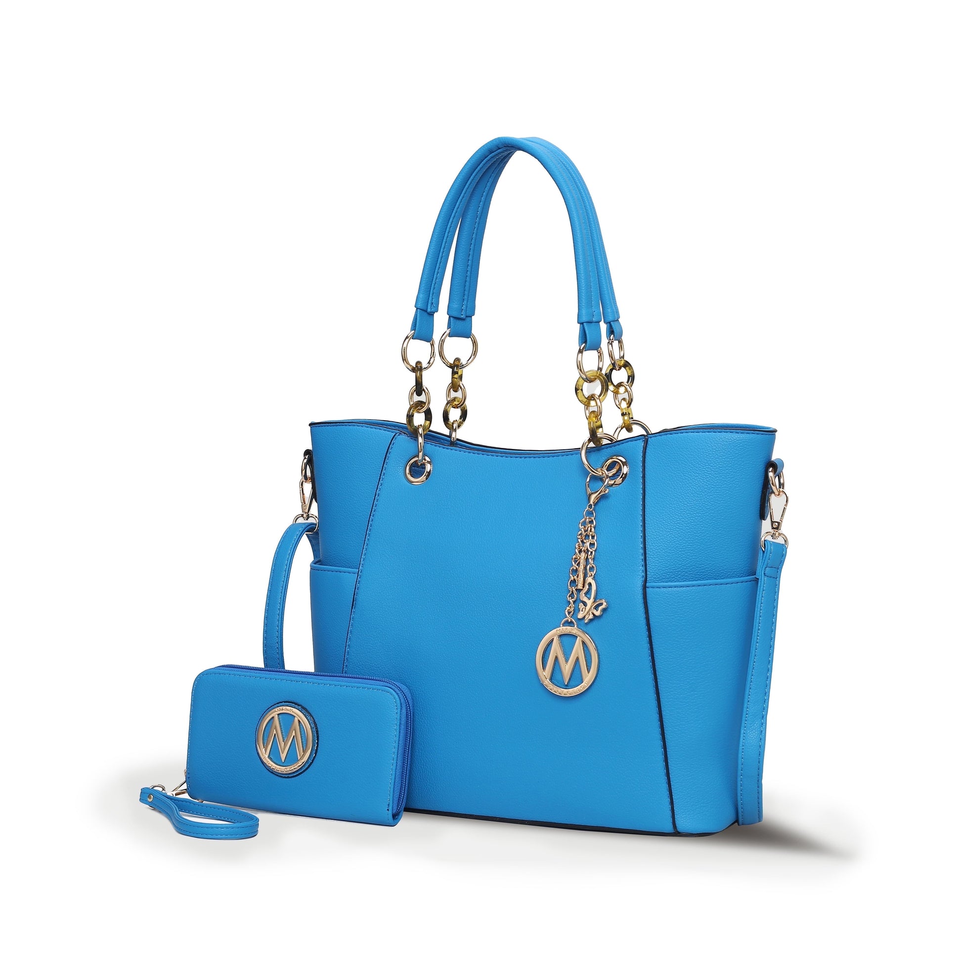 Mia K. Bonita Checker Tote & Wristlet Set – Vegan Leather 2-Piece Shopper 👜✨