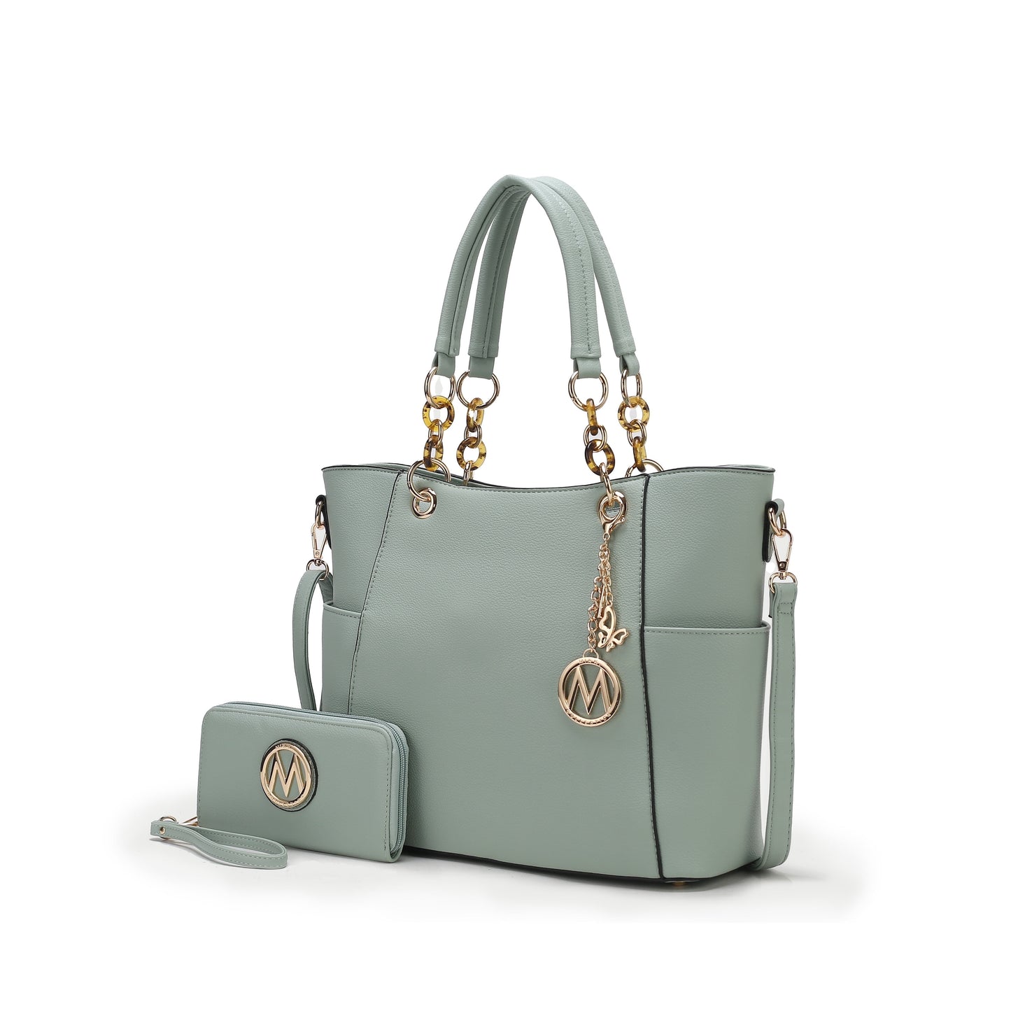 Mia K. Bonita Checker Tote & Wristlet Set – Vegan Leather 2-Piece Shopper 👜✨