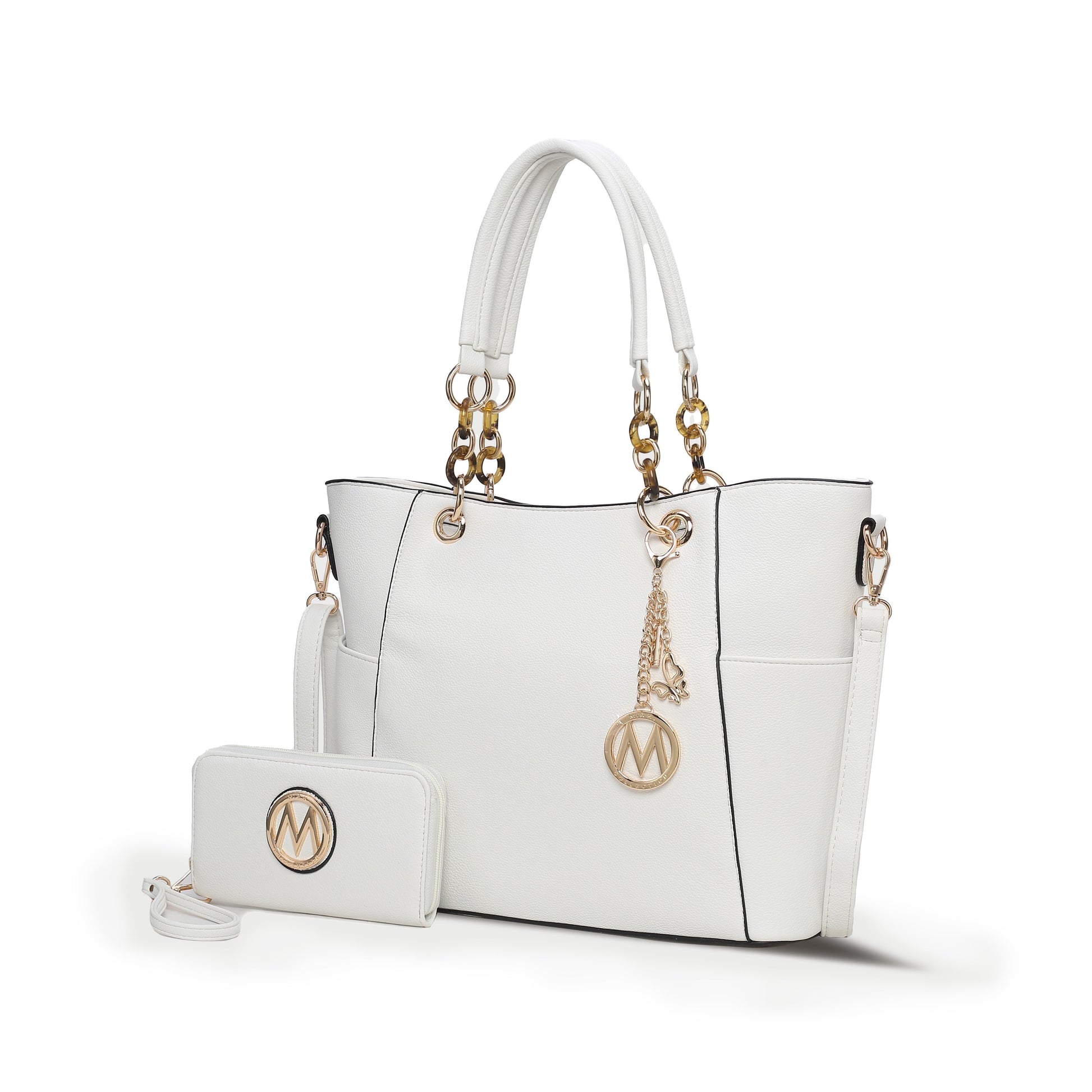 Mia K. Bonita Checker Tote & Wristlet Set – Vegan Leather 2-Piece Shopper 👜✨