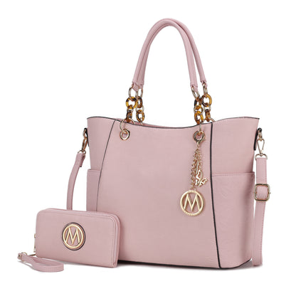 Mia K. Bonita Checker Tote & Wristlet Set – Vegan Leather 2-Piece Shopper 👜✨