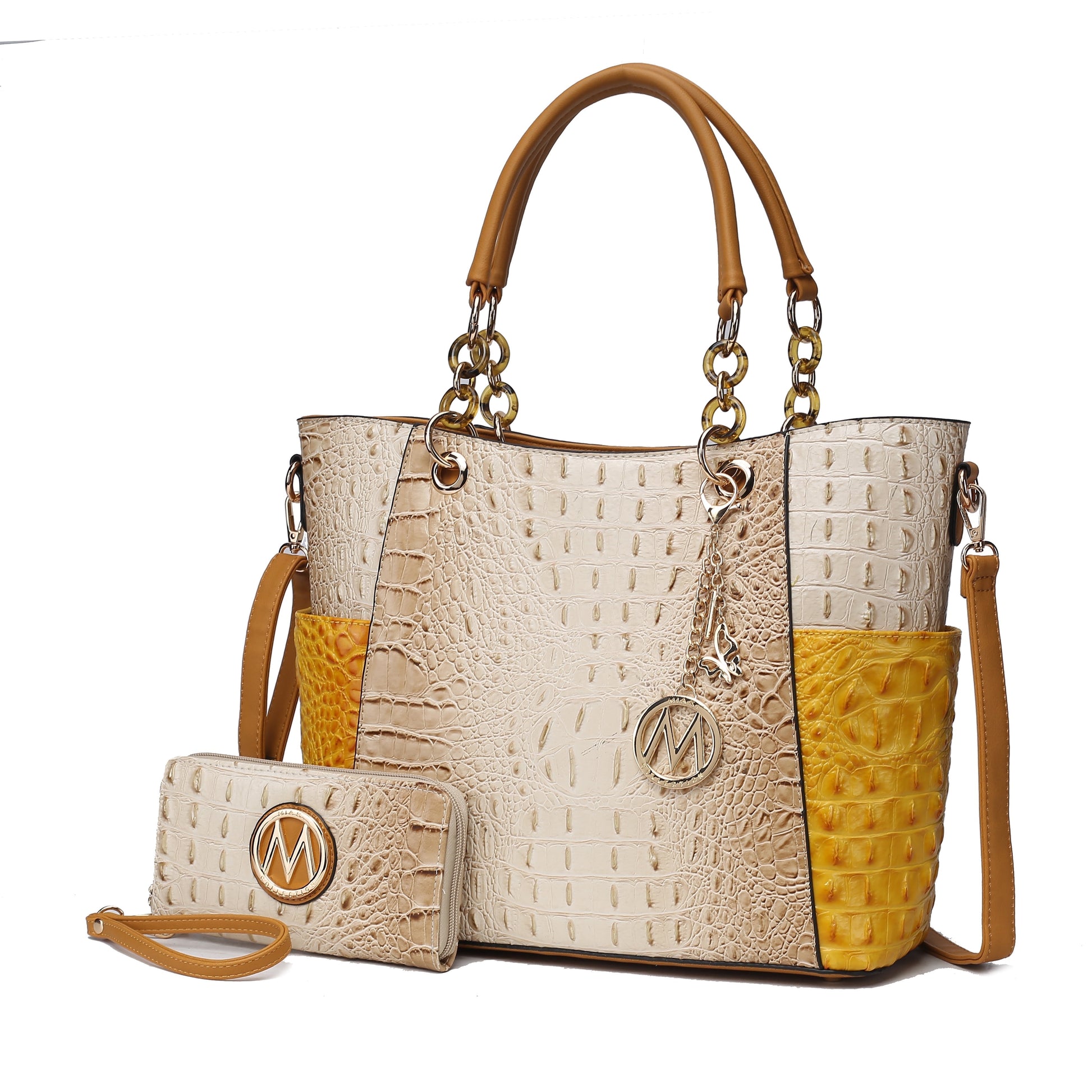 Mia K. Bonita Checker Tote & Wristlet Set – Vegan Leather 2-Piece Shopper 👜✨
