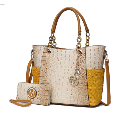 Mia K. Bonita Checker Tote & Wristlet Set – Vegan Leather 2-Piece Shopper 👜✨