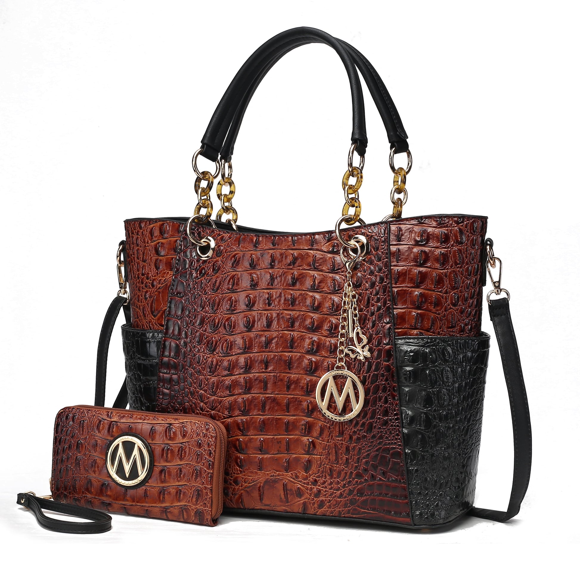 Mia K. Bonita Checker Tote & Wristlet Set – Vegan Leather 2-Piece Shopper 👜✨