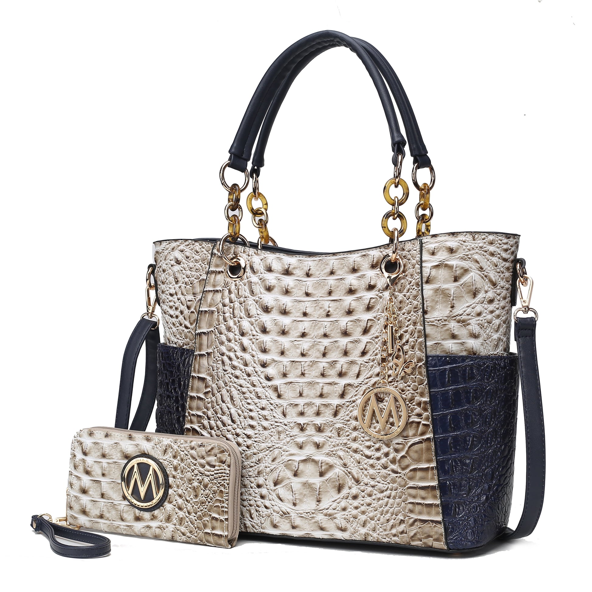 Mia K. Bonita Checker Tote & Wristlet Set – Vegan Leather 2-Piece Shopper 👜✨