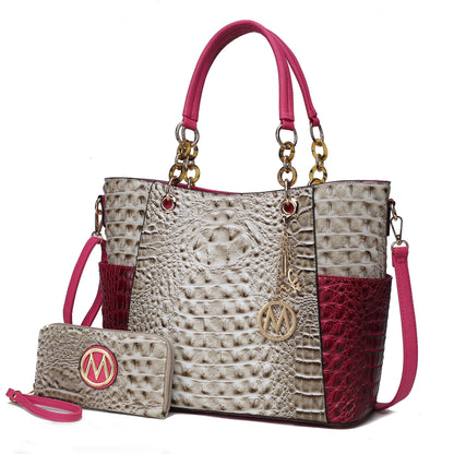 Mia K. Bonita Checker Tote & Wristlet Set – Vegan Leather 2-Piece Shopper 👜✨