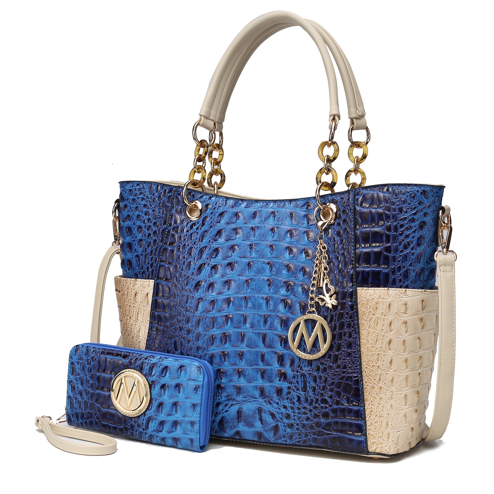 Mia K. Bonita Checker Tote & Wristlet Set – Vegan Leather 2-Piece Shopper 👜✨