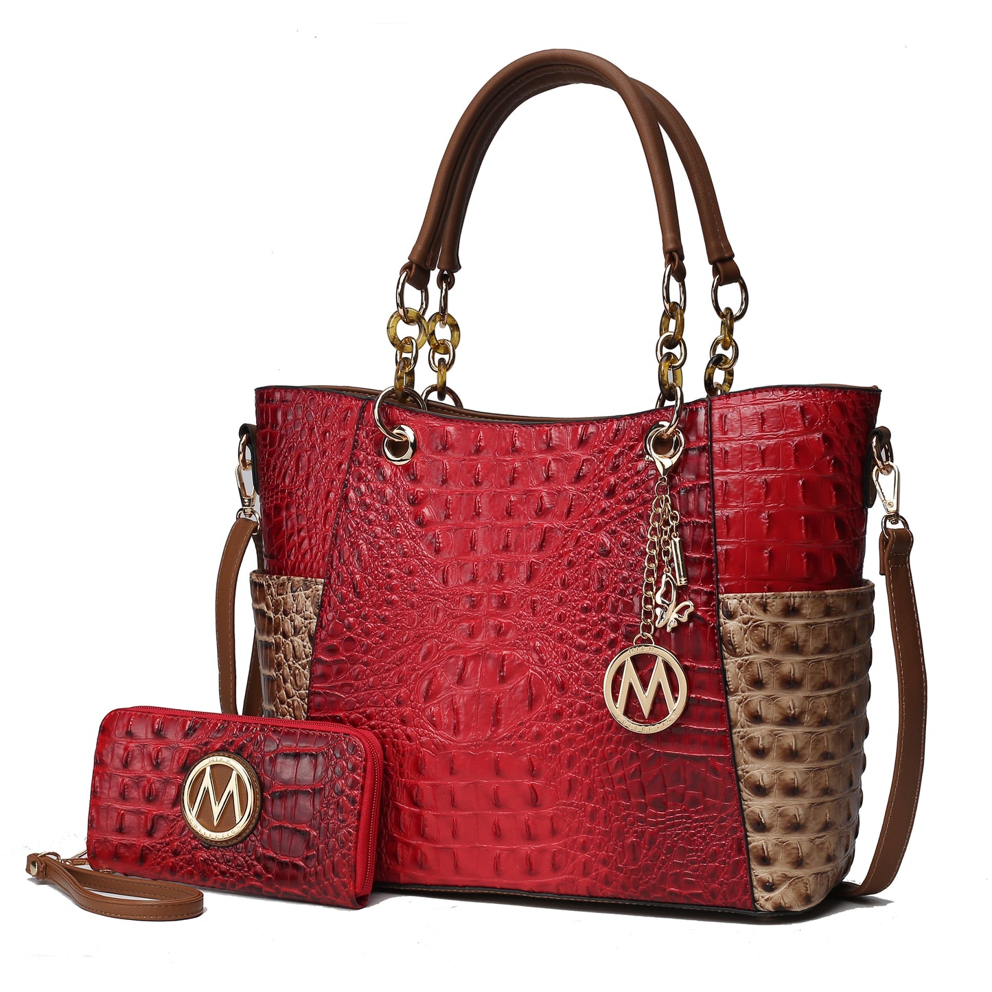 Mia K. Bonita Checker Tote & Wristlet Set – Vegan Leather 2-Piece Shopper 👜✨