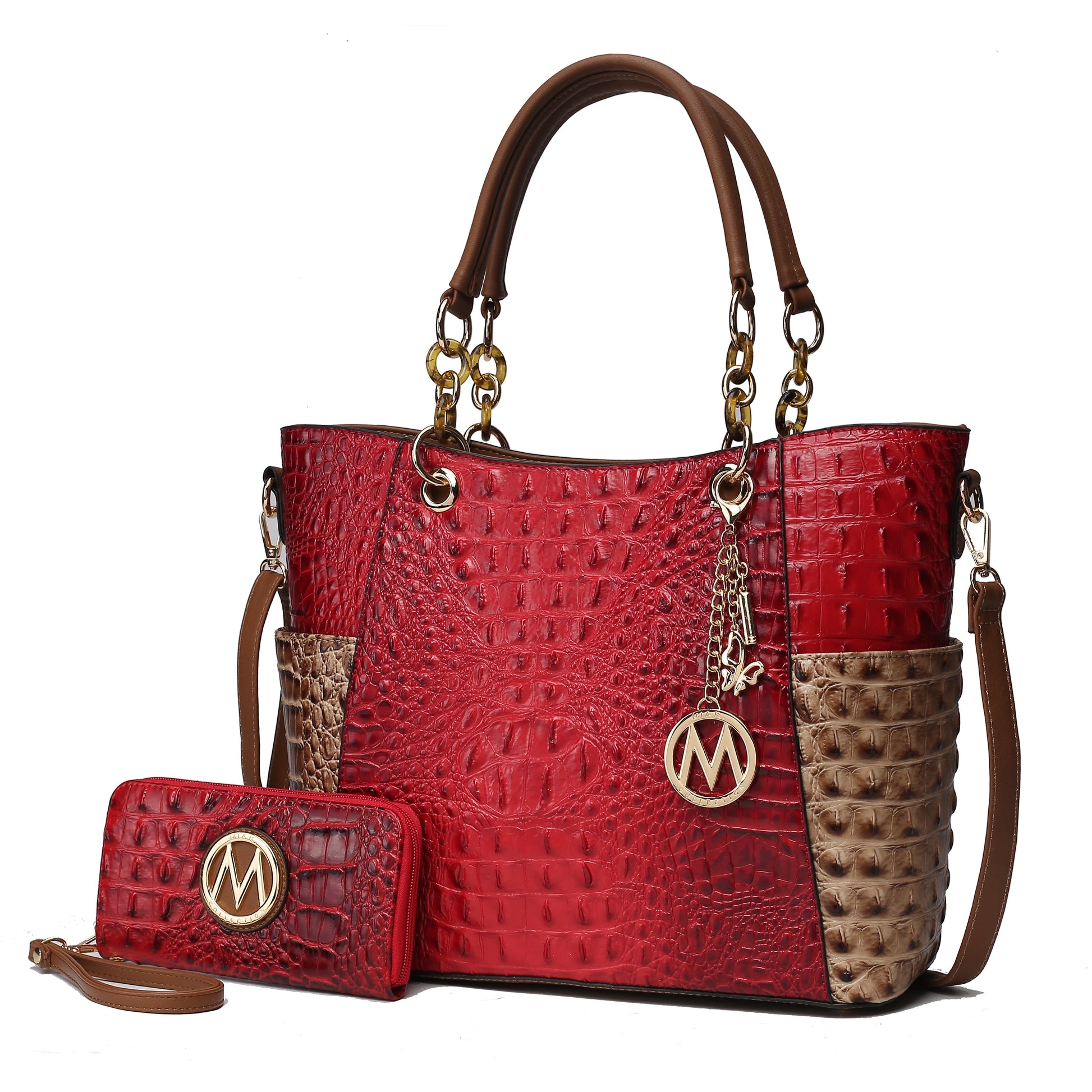 Mia K. Bonita Checker Tote & Wristlet Set – Vegan Leather 2-Piece Shopper 👜✨