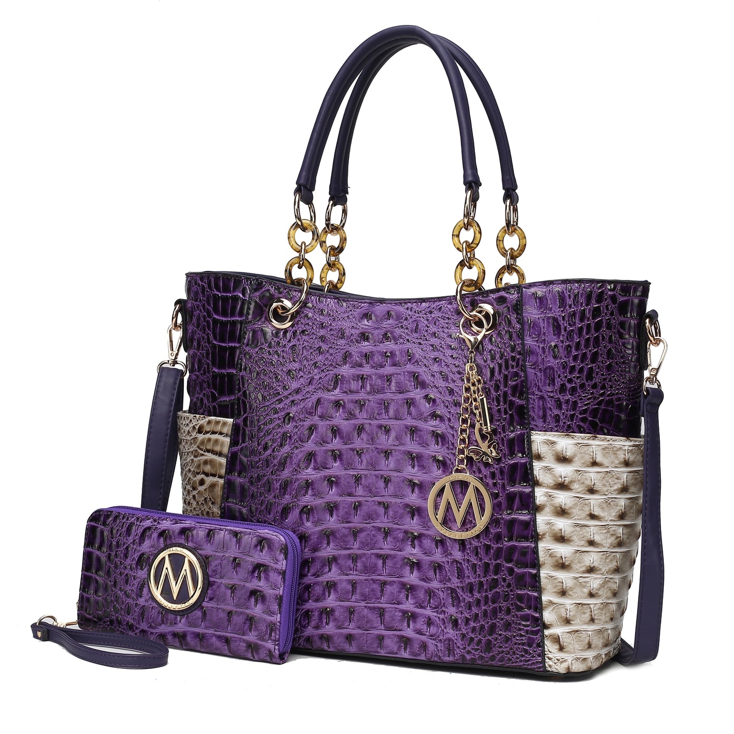 Mia K. Bonita Checker Tote & Wristlet Set – Vegan Leather 2-Piece Shopper 👜✨