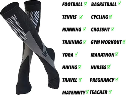 🏃‍♂️ 3 Pairs Premium Compression Socks for Men & Women Anti-Fatigue Knee Highs 🧦✨