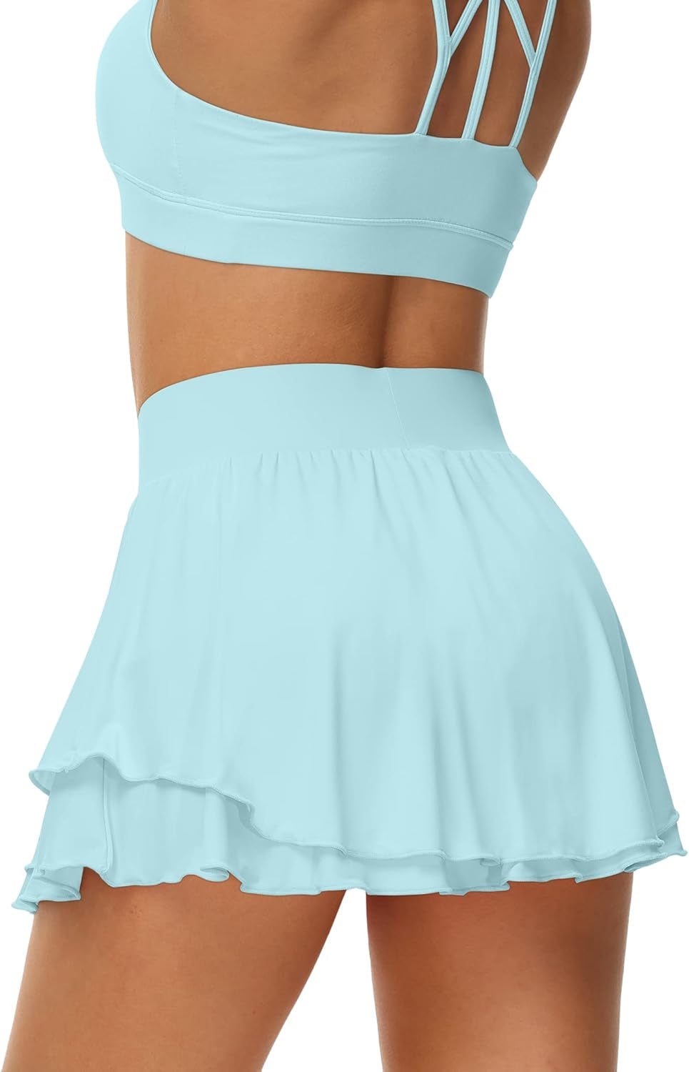 Ice Silk Ruffle Tennis Skort – 13" Athletic Skirt with Pockets