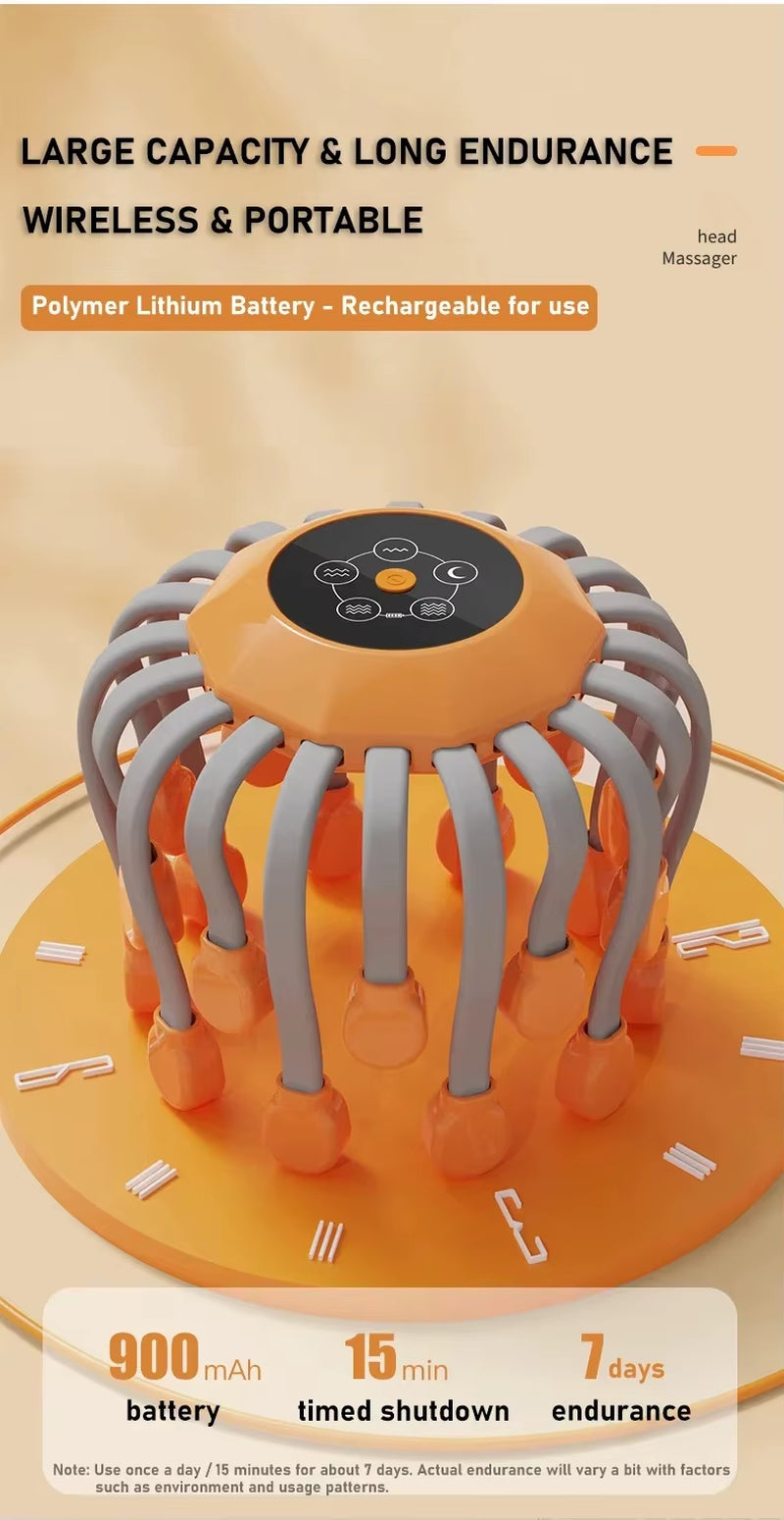 20-Node Electric Octopus Scalp Massager – Red Light Therapy & Vibration Head Scratcher for Stress Relief 🐙✨