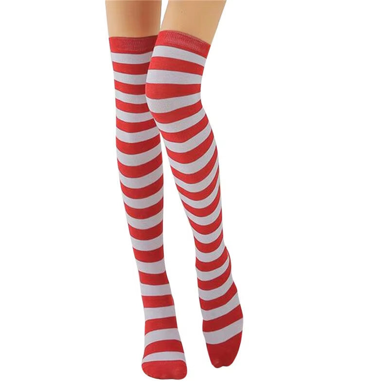 🌈 Vibrant Rainbow Striped Thigh Highs – Colorful Over-the-Knee 🍭✨
