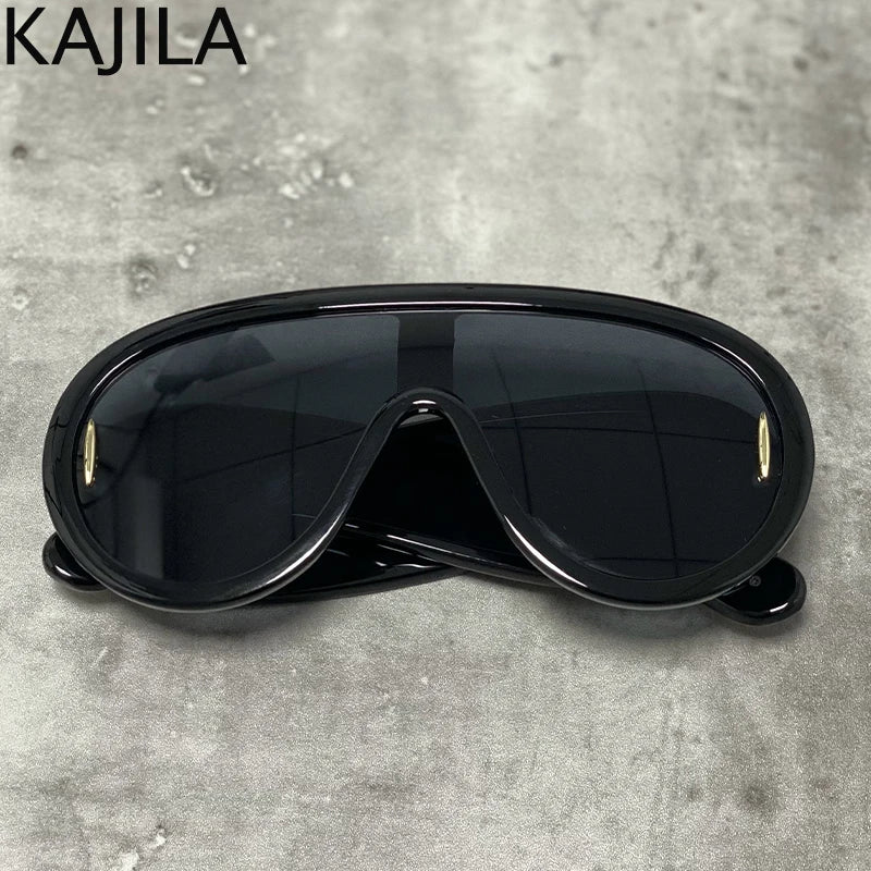 Y2K Cyberpunk Wave Mask Sunglasses – Oversized One-Piece Luxury Steampunk Goggles for Women 🌊