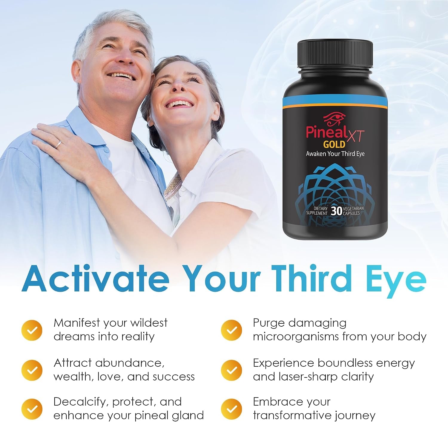 Pineal XT Gold - Pineal Gland Supplement - Third Eye Awakening - Focus and Memory Supplement for Brain - 7 Powerful Ingredients Decalcify, Detox, and Activate Your Pineal Gland