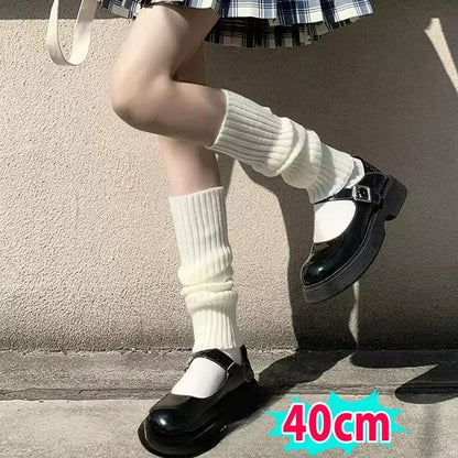 🎀 Y2K Lolita Ribbed Leg Warmers – Extra-Long Knitted Boot Cuffs & Arm Warmers | 40-70cm Soft Crochet Heap Socks for Women ❄️✨