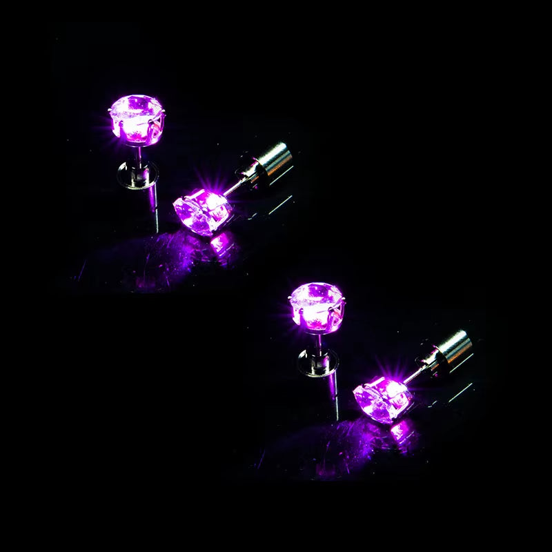 ✨ LED Light-Up Glow Earrings – Bling Crystal Studs for Clubbing, Festivals, & Gogo Dancing | 1/5 Pair Neon Party Jewelry 🌈👂