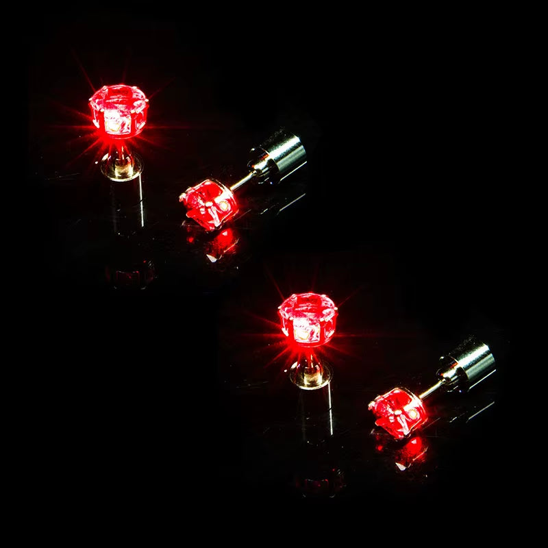 ✨ LED Light-Up Glow Earrings – Bling Crystal Studs for Clubbing, Festivals, & Gogo Dancing | 1/5 Pair Neon Party Jewelry 🌈👂