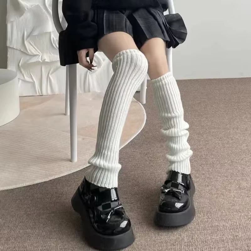 🎀 Y2K Lolita Ribbed Leg Warmers – Extra-Long Knitted Boot Cuffs & Arm Warmers | 40-70cm Soft Crochet Heap Socks for Women ❄️✨