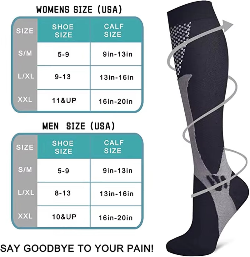 🏃‍♂️ 3 Pairs Premium Compression Socks for Men & Women Anti-Fatigue Knee Highs 🧦✨