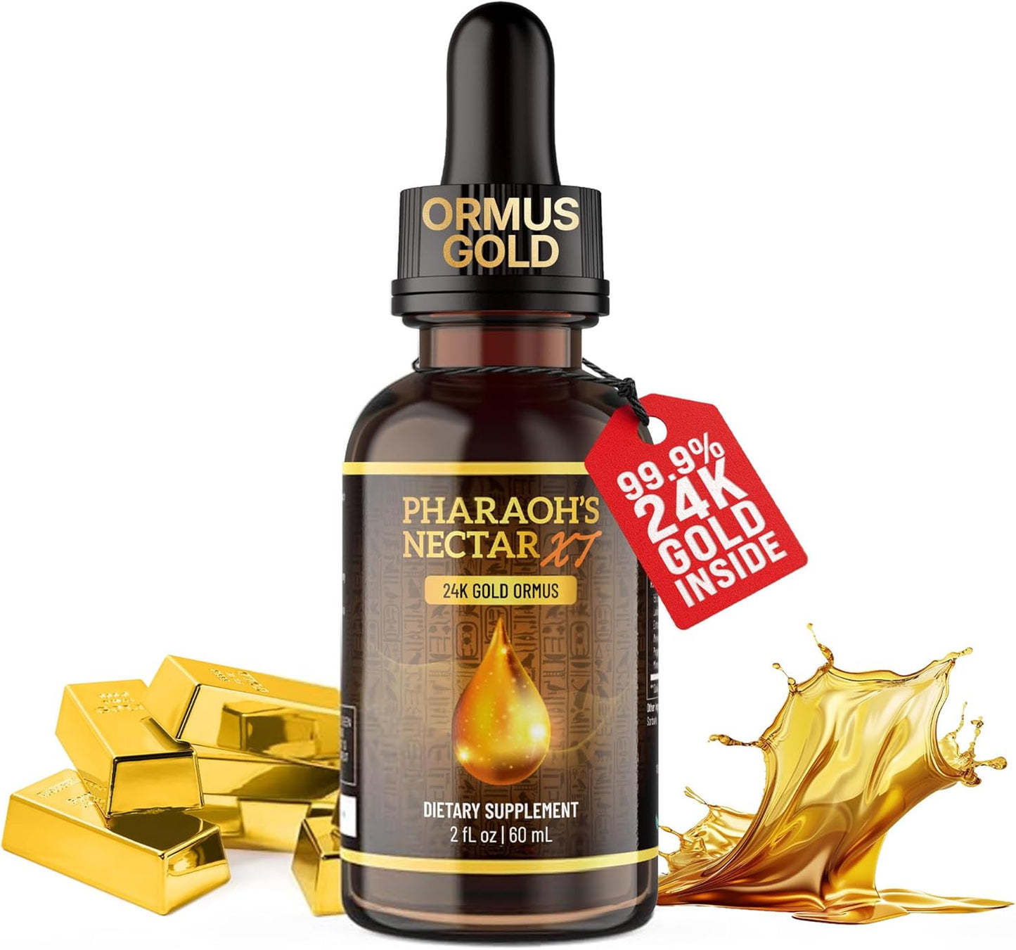 Pharaoh'S Nectar XT | 24K Monoatomic Gold Ormus Liquid | Third Eye Awakening + Vivid Dreaming | Clean Energy + Mental Clarity | Spiritual Supplement | 60Ml