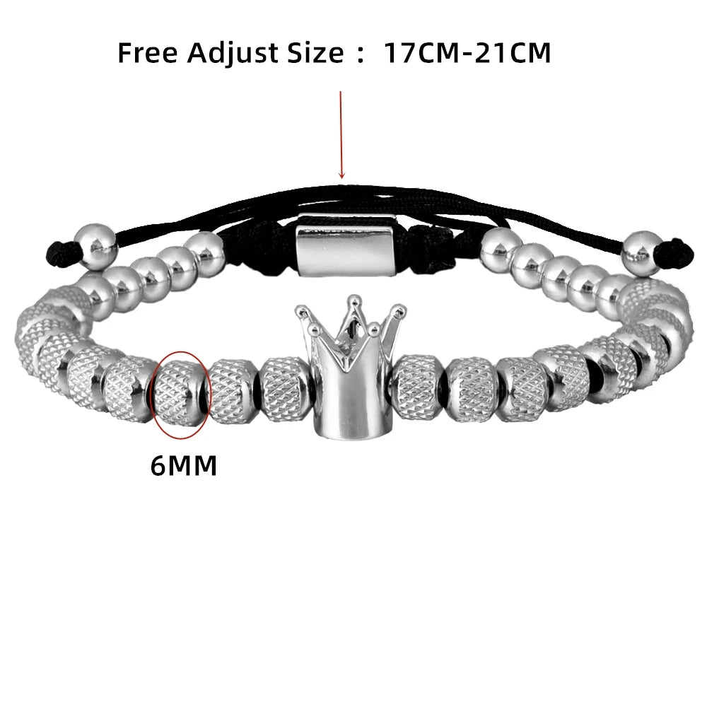 Premium Gold Crown Bracelet – Adjustable 316L Stainless Steel Bangle👑