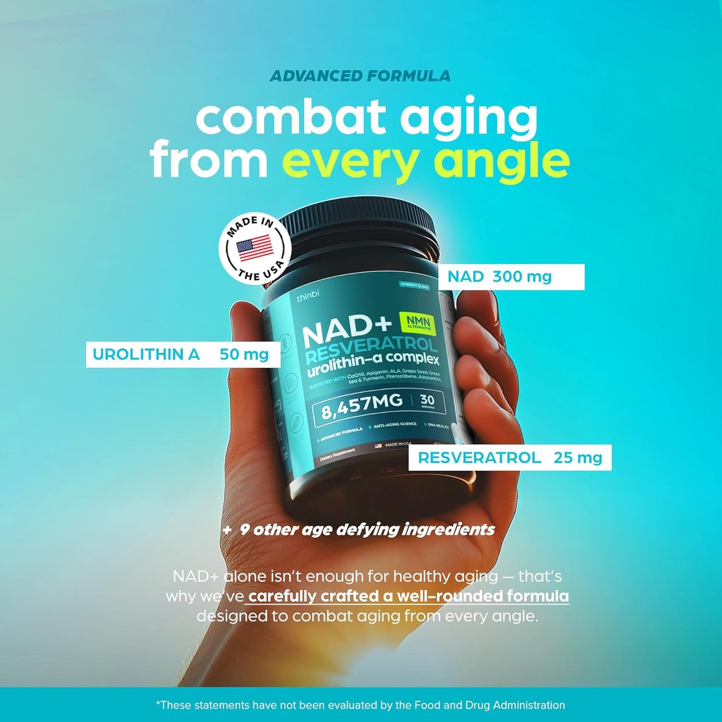 NAD Supplement Extra Strength NMN Alternative Liposomal + Green Tea for Women & Men W/ Urolithin A, Resveratrol, Coq10, Alpha Lipoic Acid