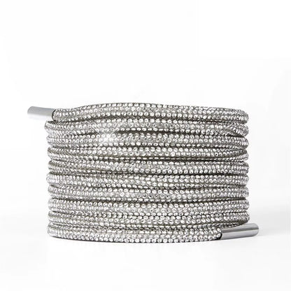 1Pc 100/120/140/160Cm Fashion Luxury Rhinestone Shoelaces Rainbow Diamond Shoelaces Casual Braiding Sneaker Laces round Shoelace