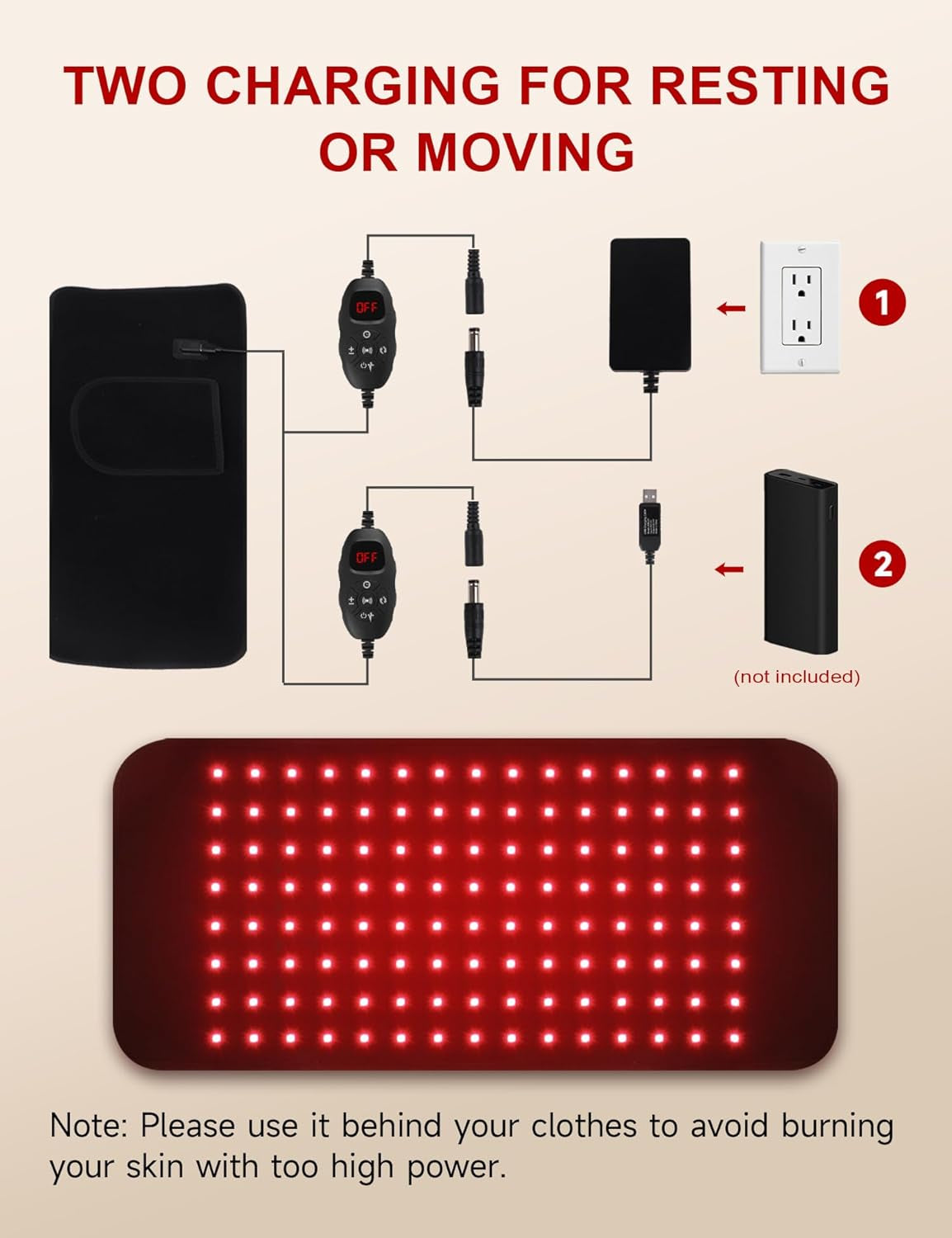 Advanced Red Light Therapy Belt – 120 LEDs with 5-Level Vibration Massage & Pulse Mode for Back & Waist Pain Relief 🔴