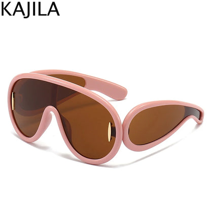 Y2K Cyberpunk Wave Mask Sunglasses – Oversized One-Piece Luxury Steampunk Goggles for Women 🌊
