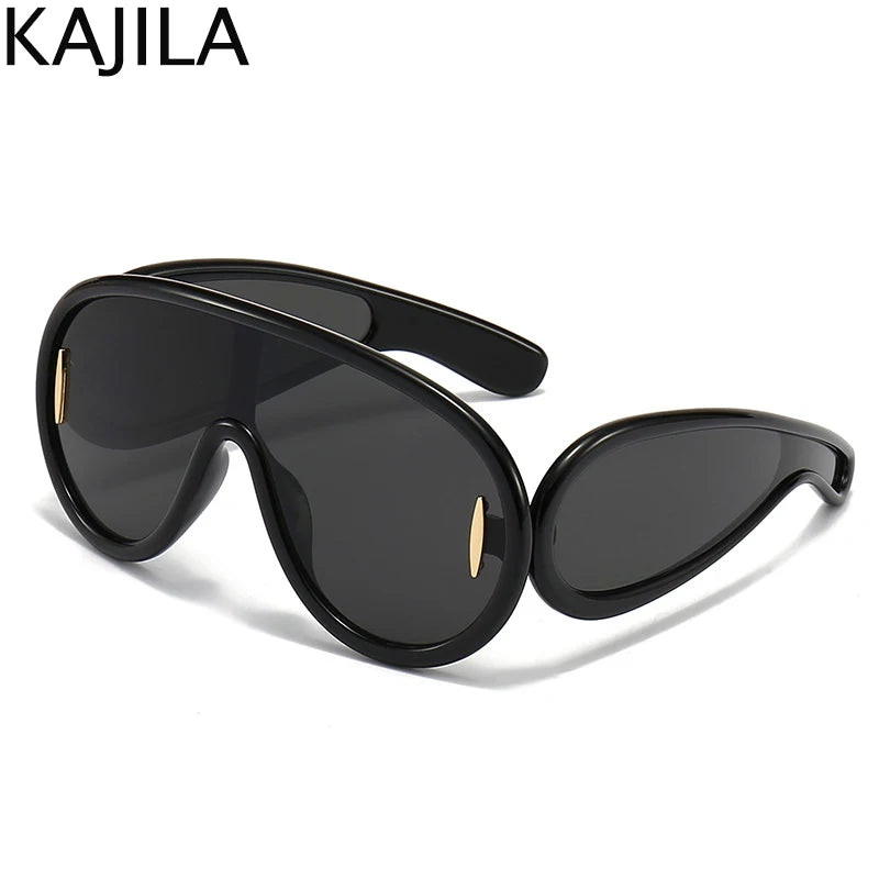 Y2K Cyberpunk Wave Mask Sunglasses – Oversized One-Piece Luxury Steampunk Goggles for Women 🌊