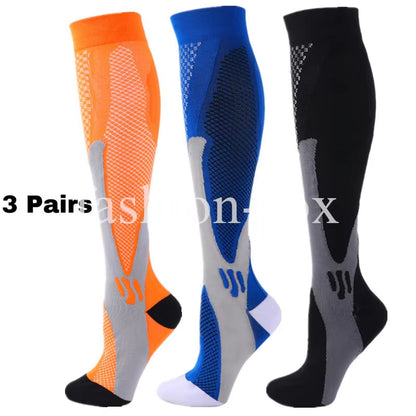 🏃‍♂️ 3 Pairs Premium Compression Socks for Men & Women Anti-Fatigue Knee Highs 🧦✨