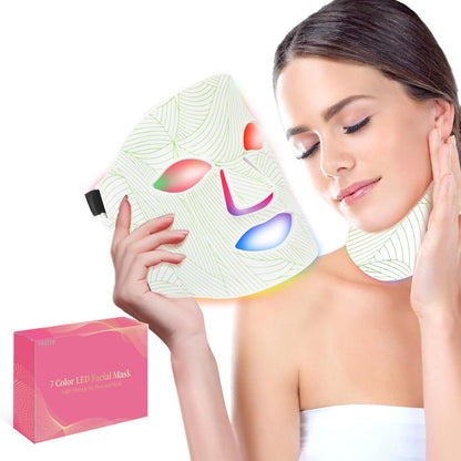 Pro 7-Color LED Face & Neck Therapy Mask – 309 High-Density Beads with 5-Level Brightness for Full-Spectrum Skin Care 🧖‍♀️