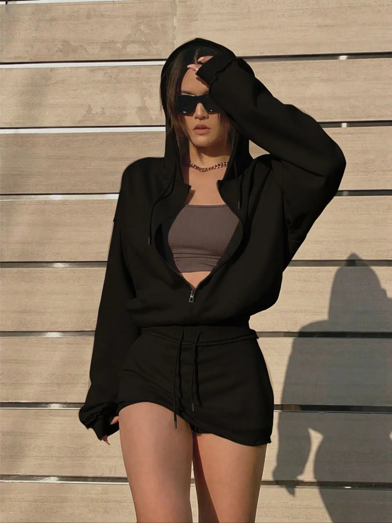 The Autumn Bliss Set | Hooded Zip Top & Skirt-Pants Duo ✨