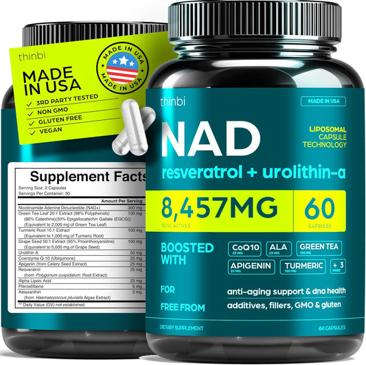 NAD Supplement Extra Strength NMN Alternative Liposomal + Green Tea for Women & Men W/ Urolithin A, Resveratrol, Coq10, Alpha Lipoic Acid
