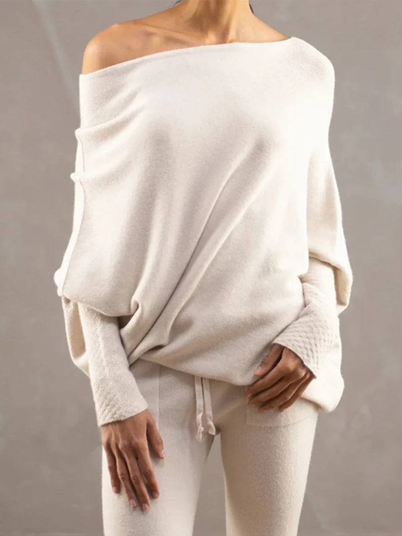 2026 Luxe Ribbed Knit Jumper Set – Oversized Batwing Sleeve Sweater & Matching Headband Autumn Winter Set 🧶🍂