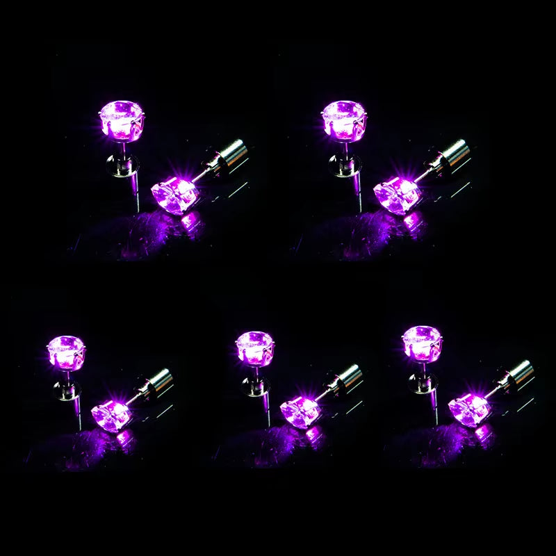 ✨ LED Light-Up Glow Earrings – Bling Crystal Studs for Clubbing, Festivals, & Gogo Dancing | 1/5 Pair Neon Party Jewelry 🌈👂