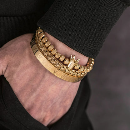 Premium Gold Crown Bracelet – Adjustable 316L Stainless Steel Bangle👑