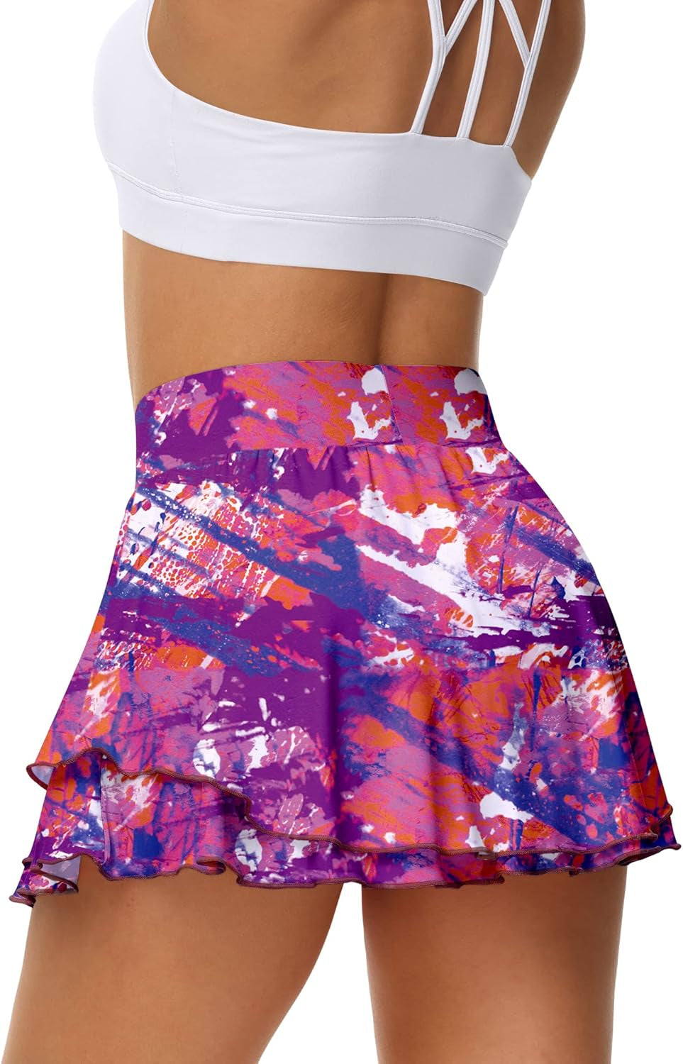 Ice Silk Ruffle Tennis Skort – 13" Athletic Skirt with Pockets