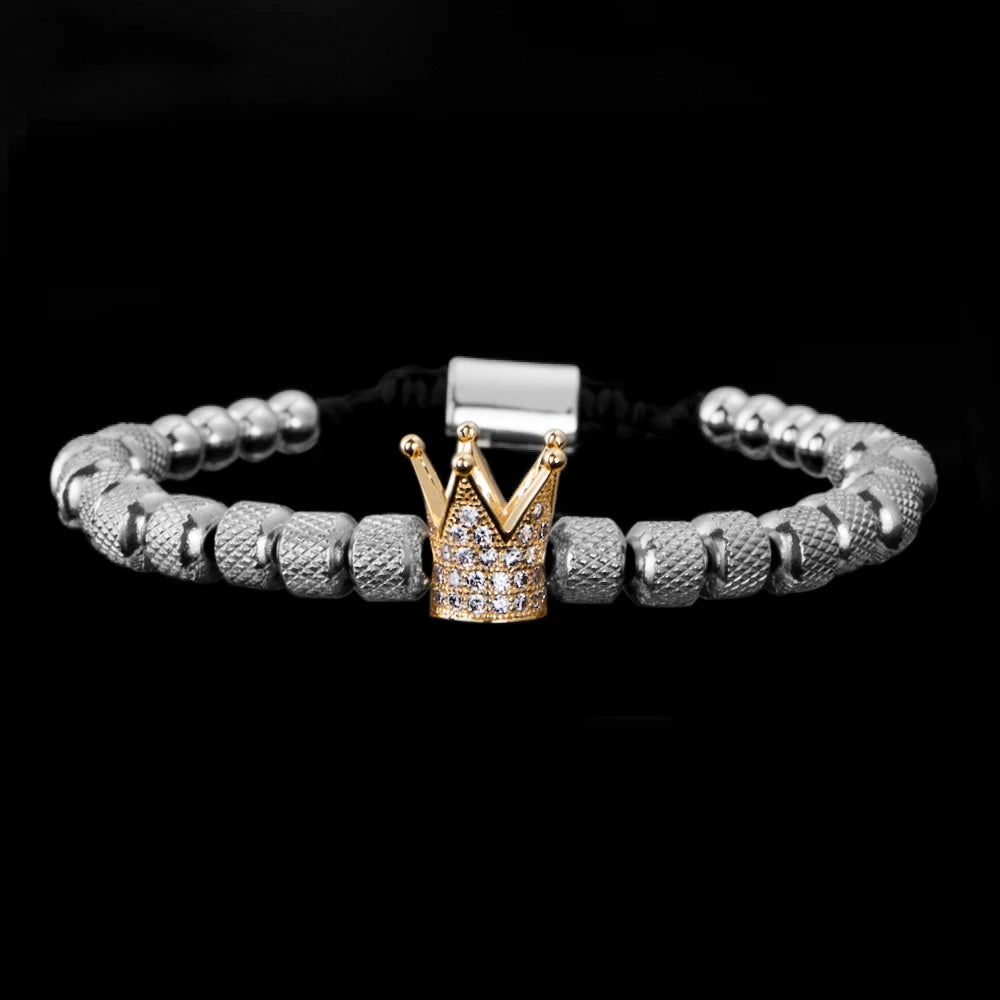 Premium Gold Crown Bracelet – Adjustable 316L Stainless Steel Bangle👑