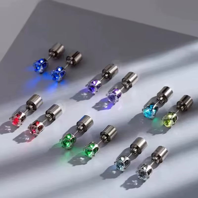 ✨ LED Light-Up Glow Earrings – Bling Crystal Studs for Clubbing, Festivals, & Gogo Dancing | 1/5 Pair Neon Party Jewelry 🌈👂