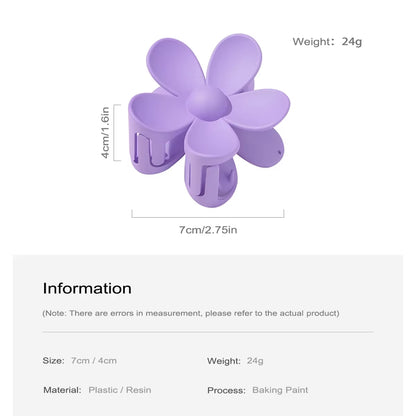 🌸 7CM Matte Frosted Flower Hair Claw – Elegant Lily Floral Shark Clip for Women & Girls  ✨🎀