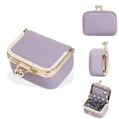 Luxury Genuine Leather Mini Accessory Box – Chic Gold Hardware Jewelry & Coin Purse 💎✨