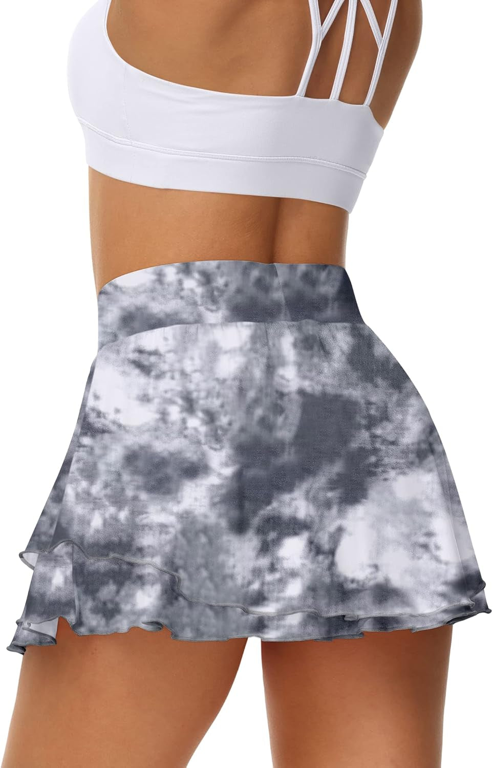 Ice Silk Ruffle Tennis Skort – 13" Athletic Skirt with Pockets