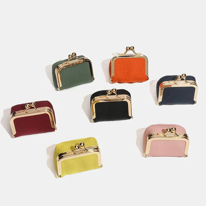 Luxury Genuine Leather Mini Accessory Box – Chic Gold Hardware Jewelry & Coin Purse 💎✨