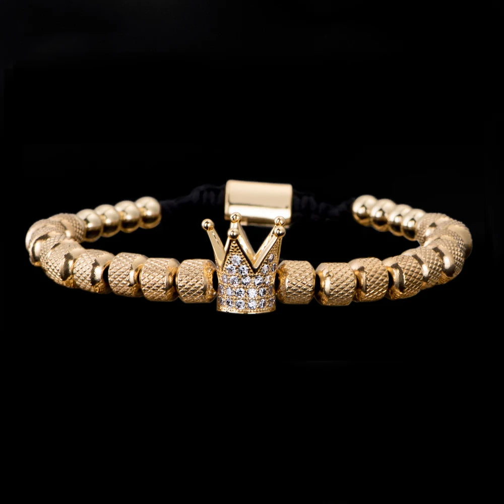 Premium Gold Crown Bracelet – Adjustable 316L Stainless Steel Bangle👑
