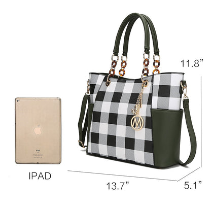 Mia K. Bonita Checker Tote & Wristlet Set – Vegan Leather 2-Piece Shopper 👜✨
