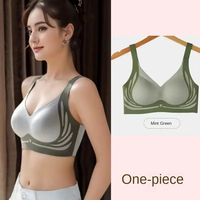 ☁️ Plus Size Super Gather Push-Up Bra – Seamless Full-Coverage Lift & Soft Wireless Support Underwear for Women ✨🧘‍♀️