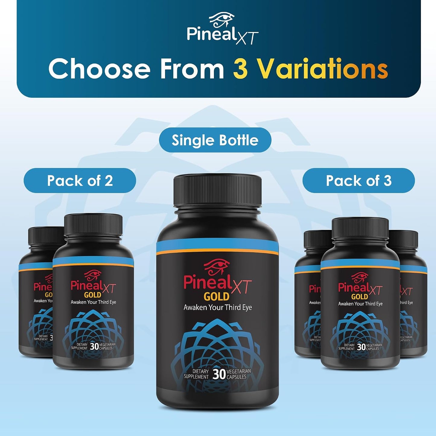 Pineal XT Gold - Pineal Gland Supplement - Third Eye Awakening - Focus and Memory Supplement for Brain - 7 Powerful Ingredients Decalcify, Detox, and Activate Your Pineal Gland