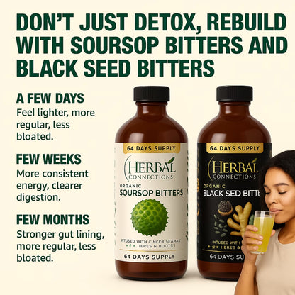 Organic Black Seed & Soursop Bitters Bundle | 64-Day Supply (32oz Each) | Vegan Wellness Tonic 🍃
